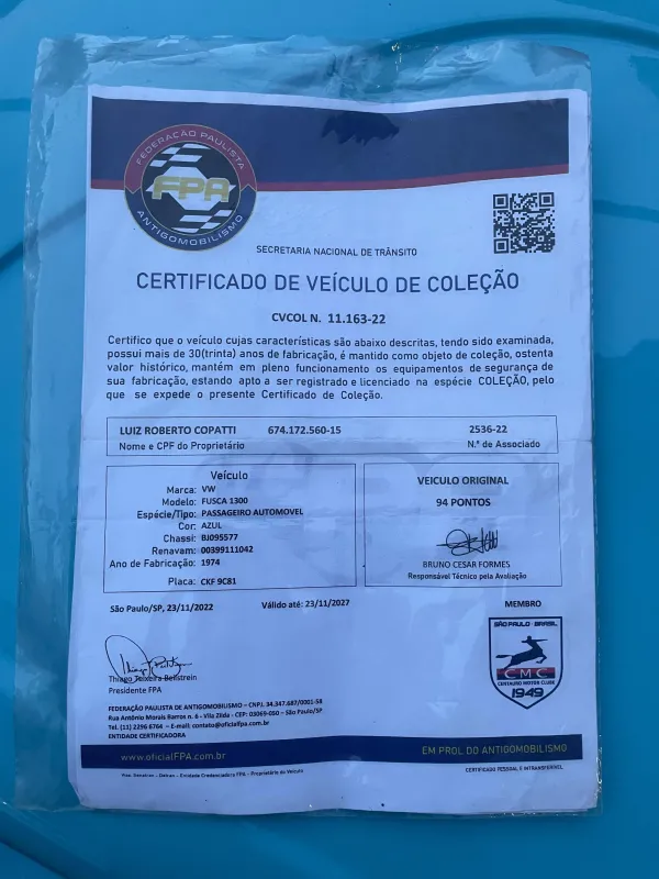 Fusca - Foto #21 do anúncio à venda de Carro clássico